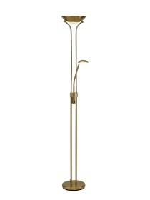 D0826AGB  Brazier 180cm Floor Lamp With USB 2.1 mAh Socket, 20+5W LED, 3000K Touch Dimmer, Aged Brass